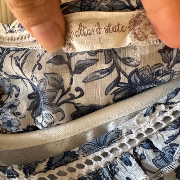 Altar’d State Blue & White Floral Boho Chic Long Sleeve Mini Dress Size Large - Picture 6 of 6